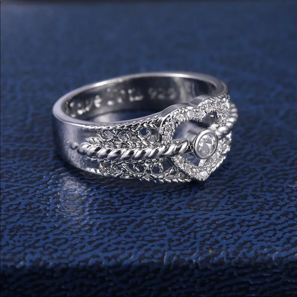 *NEW*925 Silver I Love You Romantic Diamond Ring - Picture 5 of 6